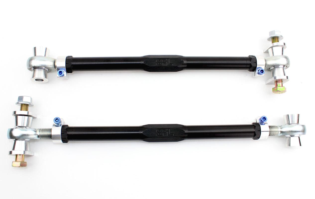 SPL Parts Titanium Series adjustable rear toe links with eccentric lockout for BMW F8X and G8X M cars, designed to improve rear alignment precision and stability