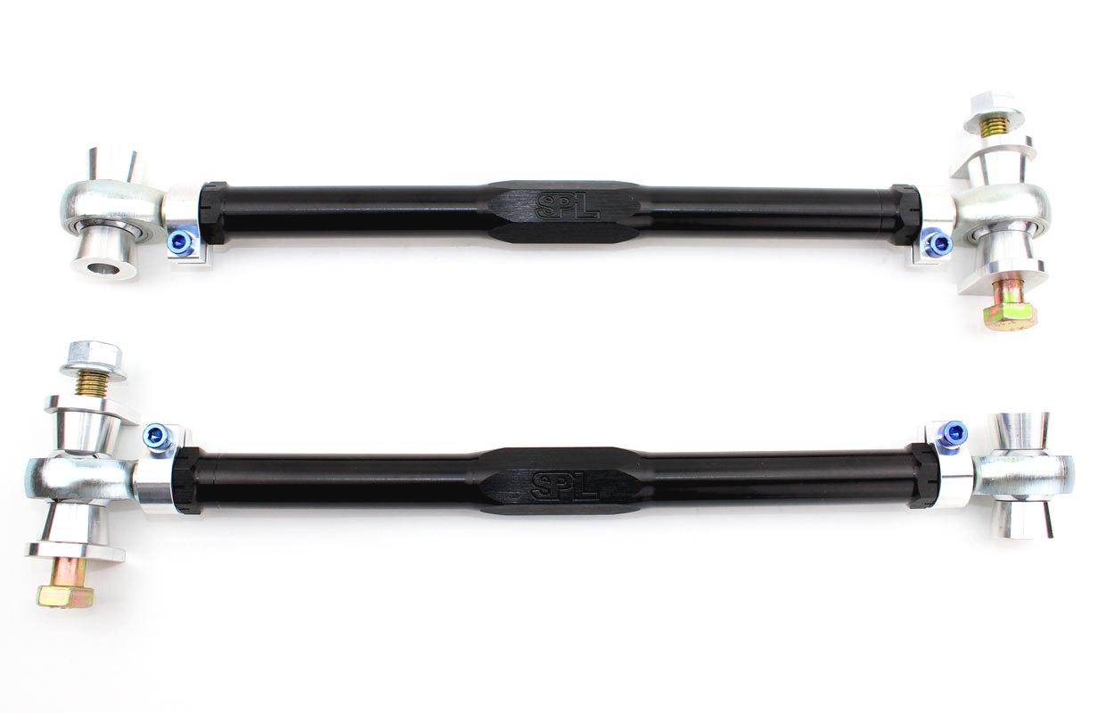 SPL Parts Titanium Series adjustable rear toe links with eccentric lockout for BMW F8X and G8X M cars, designed to improve rear alignment precision and stability