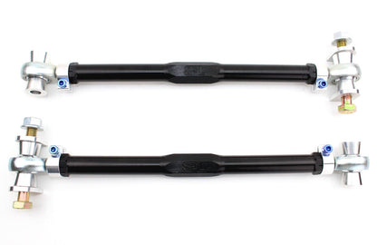 SPL Parts Titanium Series adjustable rear toe links with eccentric lockout for BMW F8X and G8X M cars, designed to improve rear alignment precision and stability