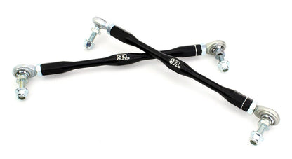 SPL Parts adjustable front sway bar endlinks for BMW M and G-series vehicles, featuring high-load FK bearings, chromoly studs, and preload-free adjustment for aftermarket sway bars