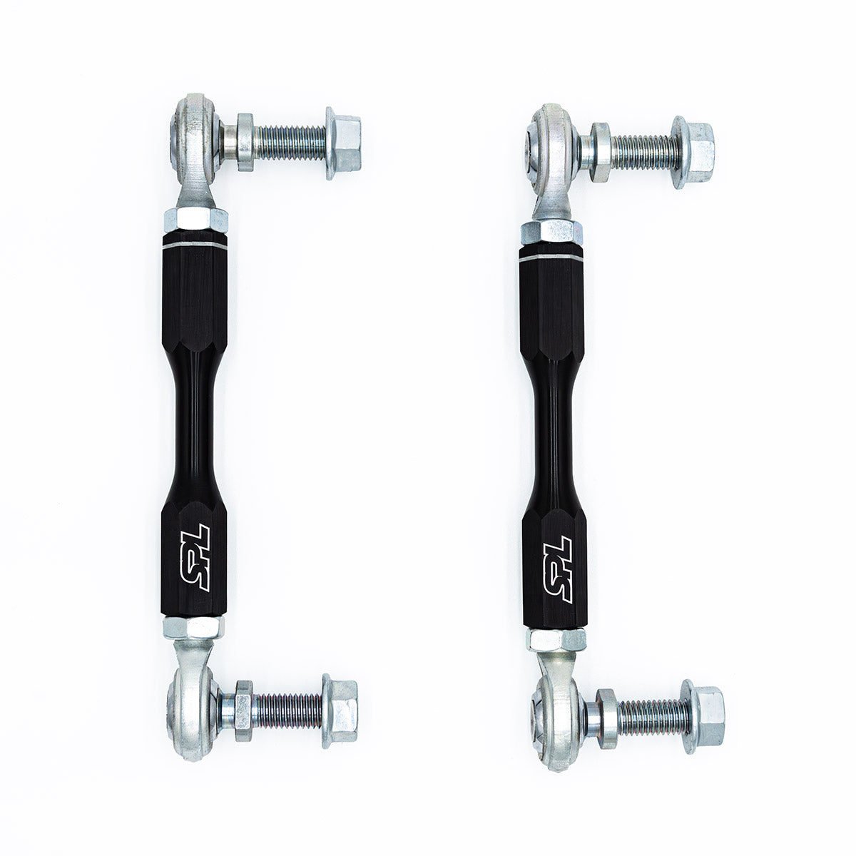 SPL Parts shortened adjustable front sway bar endlinks for Toyota GR86, Subaru BRZ, and FR-S, designed to eliminate preload and correct sway bar angle on modified suspension setups