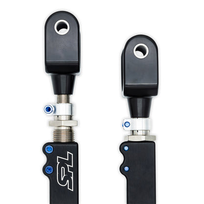 SPL Parts adjustable rear upper control arms for Toyota GR Corolla, designed to increase rear camber adjustability, eliminate bushing deflection, and improve suspension response