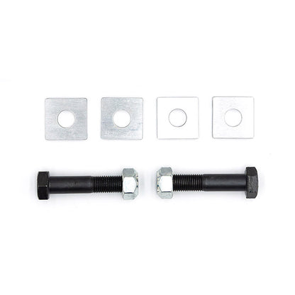 SPL Parts rear eccentric lockout kit for Toyota GR86, Subaru BRZ, WRX, and FR-S, designed to eliminate OEM eccentric bolt slip and lock down rear alignment