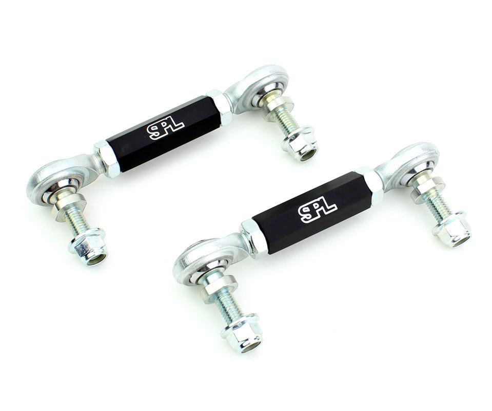 SPL Parts adjustable rear sway bar endlinks for Toyota Supra A90 and BMW G-series vehicles, designed to eliminate sway bar preload and support high-load performance sway bars