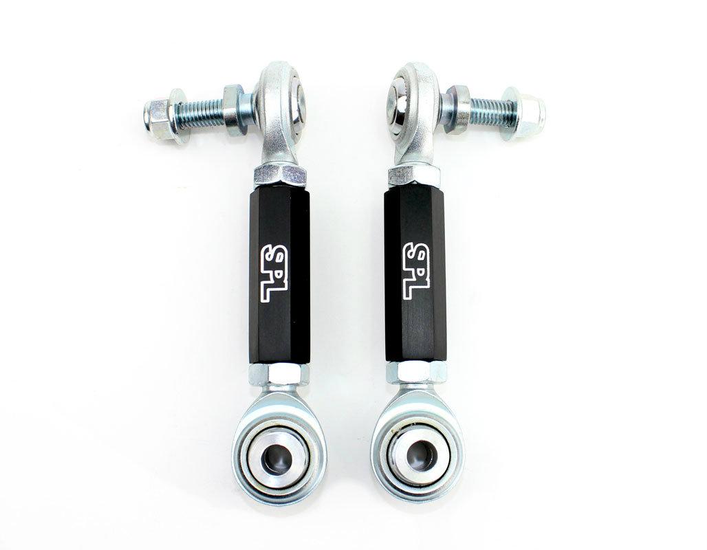 SPL RE F8X adjustable rear sway bar endlinks for BMW F8X and G8X M cars, designed to eliminate preload, prevent binding, and improve rear stability