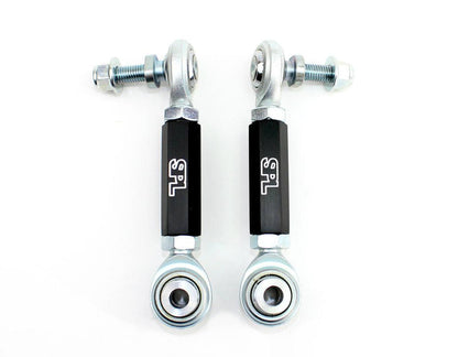 SPL RE F8X adjustable rear sway bar endlinks for BMW F8X and G8X M cars, designed to eliminate preload, prevent binding, and improve rear stability