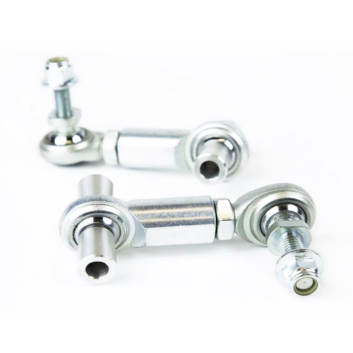 SPL RE FRS adjustable rear sway bar endlinks for GR86, BRZ, WRX, and FR-S, designed to eliminate preload, correct sway bar angle, and improve handling balance