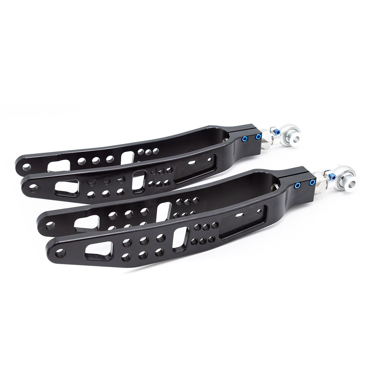 SPL RLL FRS adjustable rear lower camber arms for GR86, BRZ, and WRX, designed to eliminate bushing deflection and improve suspension response
