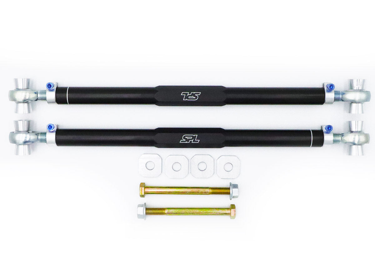 SPL RTAEL CAM6 adjustable rear toe links with eccentric lockout for 6th gen Camaro and CT5 Blackwing, designed to lock alignment and improve rear stability
