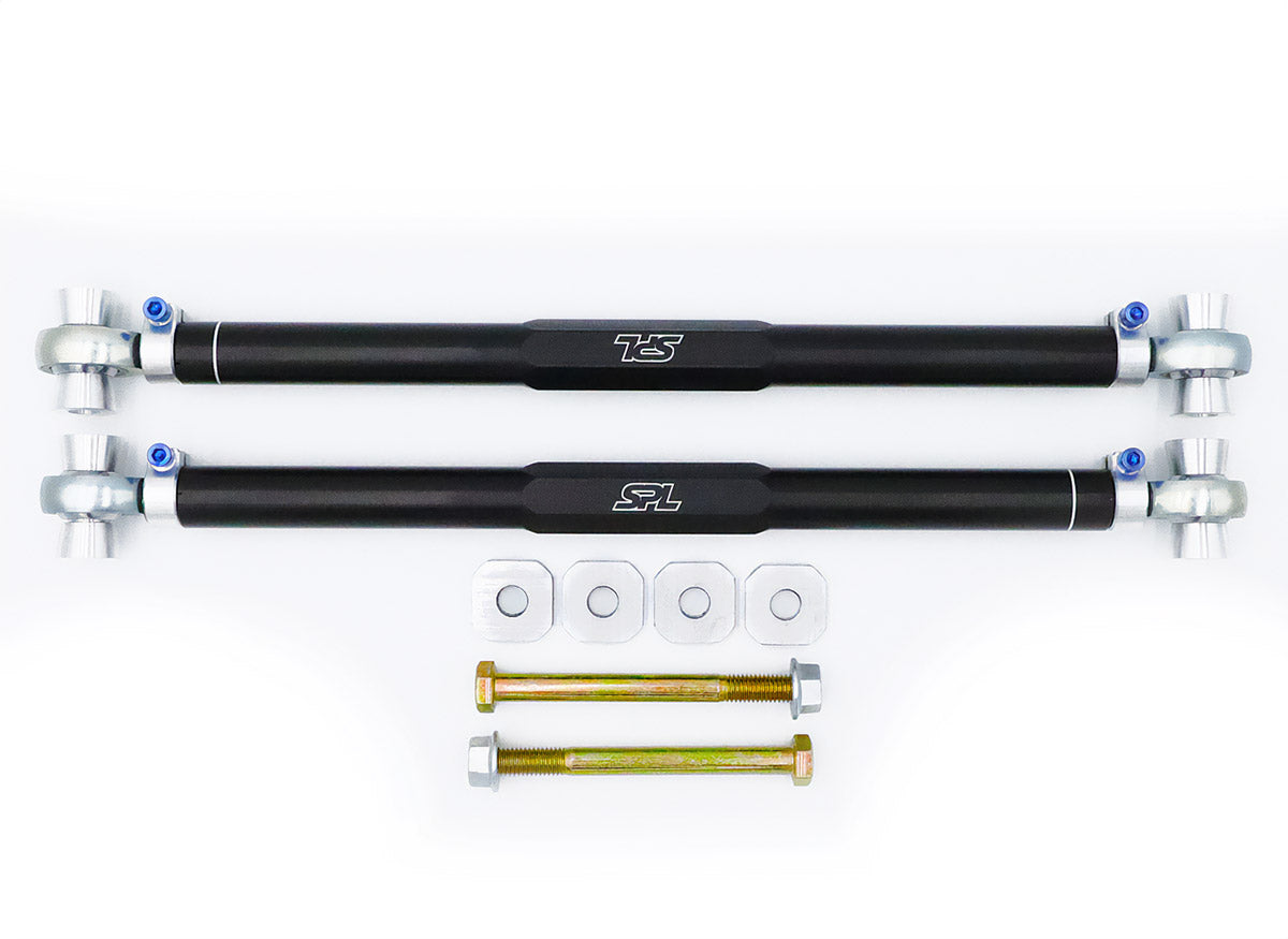 SPL RTAEL CAM6 adjustable rear toe links with eccentric lockout for 6th gen Camaro and CT5 Blackwing, designed to lock alignment and improve rear stability