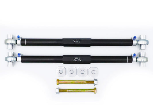 SPL RTAEL CAM6 adjustable rear toe links with eccentric lockout for 6th gen Camaro and CT5 Blackwing, designed to lock alignment and improve rear stability