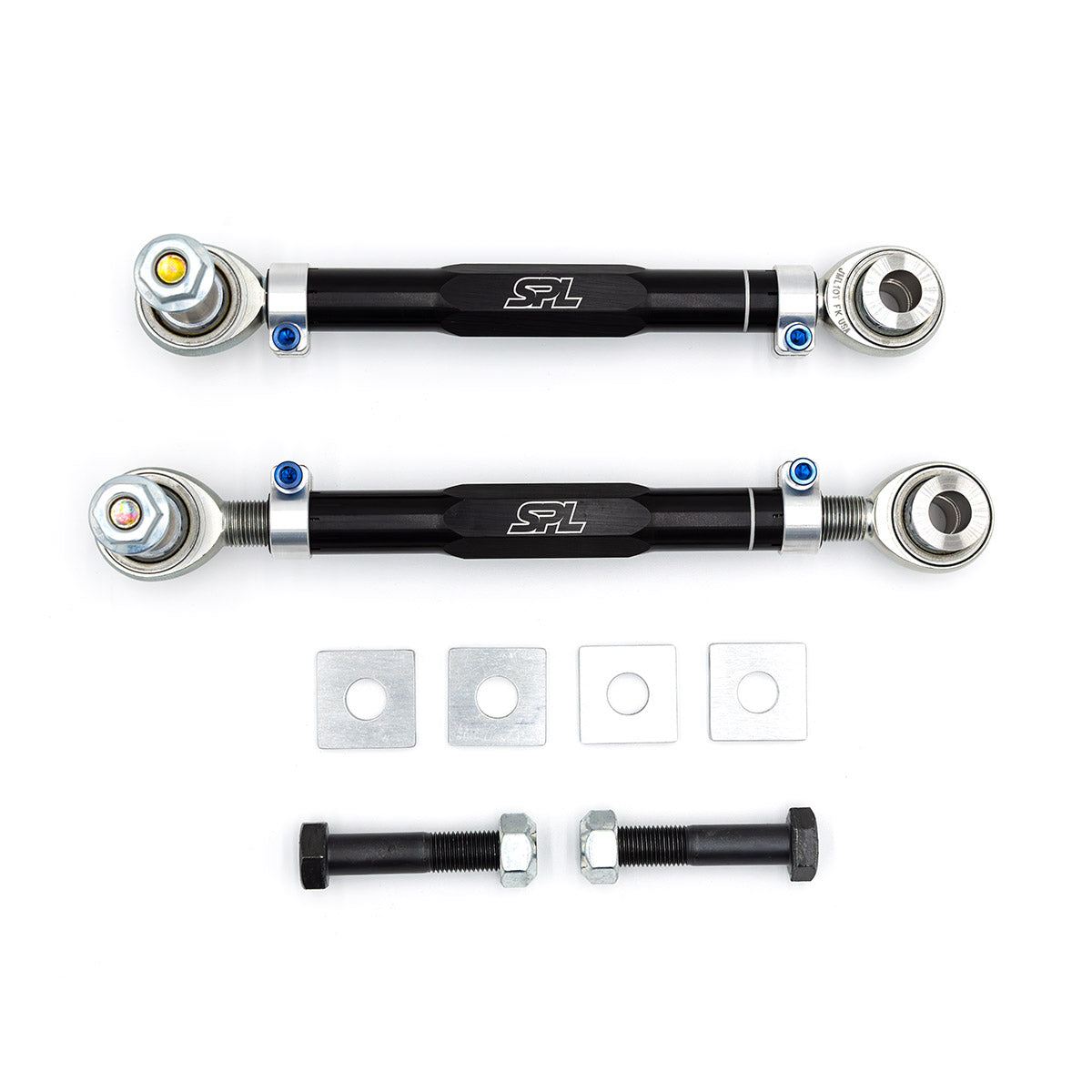 SPL RTAEL FRS adjustable rear toe arms with eccentric lockout for GR86, BRZ, WRX, and FR-S, designed to lock alignment and improve rear stability