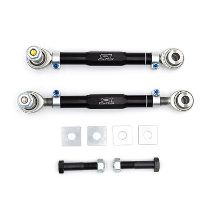 SPL RTAEL FRS adjustable rear toe arms with eccentric lockout for GR86, BRZ, WRX, and FR-S, designed to lock alignment and improve rear stability