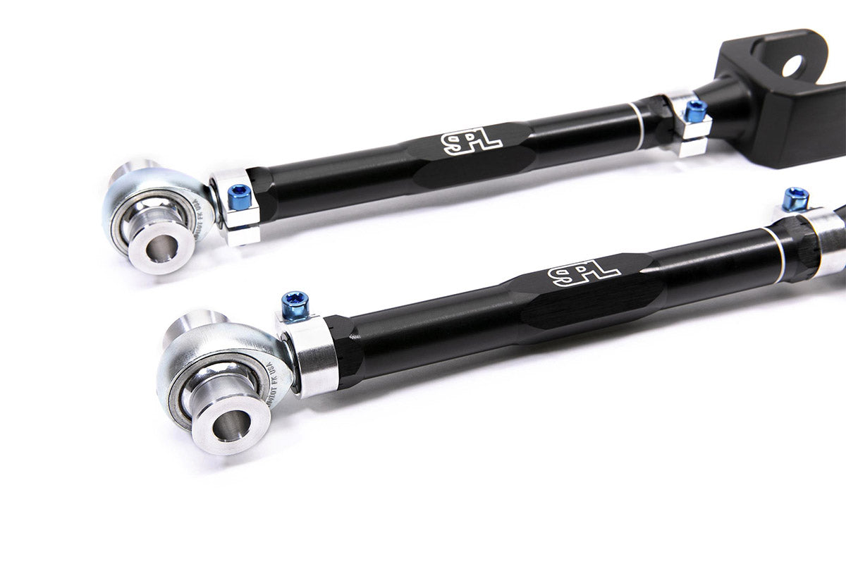 SPL RTR G29 adjustable rear traction links for Toyota Supra A90 and BMW G-series, designed to reduce wheel hop and improve rear stability under load