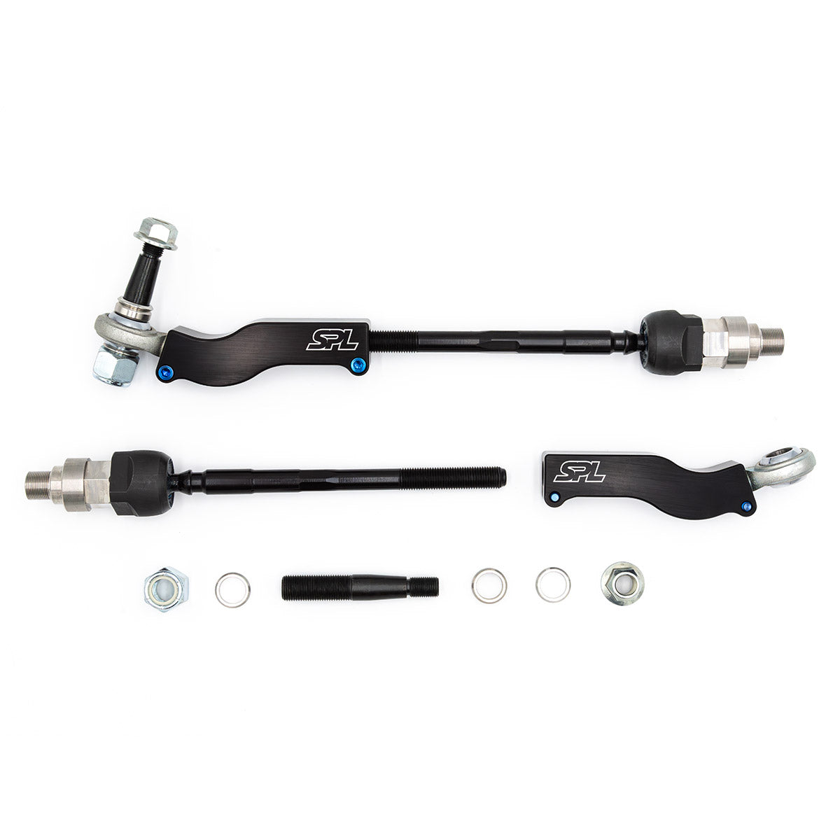SPL TRE NAPS adjustable bumpsteer tie rod end kit for NA Miata, designed to reduce toe change, improve steering stability, and increase drift steering angle
