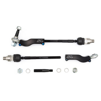 SPL TRE NAPS adjustable bumpsteer tie rod end kit for NA Miata, designed to reduce toe change, improve steering stability, and increase drift steering angle