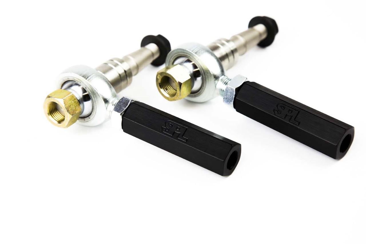SPL TRE Z33 adjustable front tie rod ends for Nissan 350Z and G35, designed to correct bumpsteer and improve steering stability on lowered cars