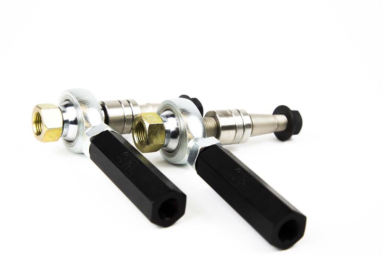 SPL TRE Z33 adjustable front tie rod ends for Nissan 350Z and G35, designed to correct bumpsteer and improve steering stability on lowered cars