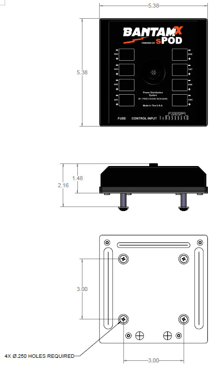 Spod BantamX with HD Control Panel – Universal | 36" Battery Cable (SKU: BXHDUNI36)