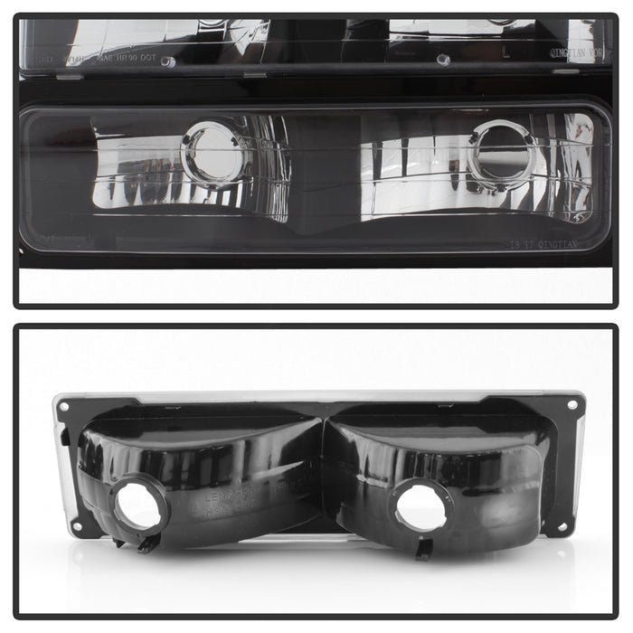 Spyder 5072221 Black Headlights with Corner & Parking Lights 8-Piece Set for Chevy C/K, Tahoe, Silverado, Suburban 1994-1999