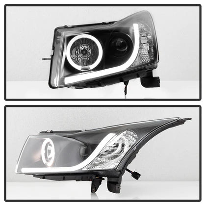 Spyder 5074164 Black Projector Headlights with Light Tube DRL for Chevy Cruze 2011-2014