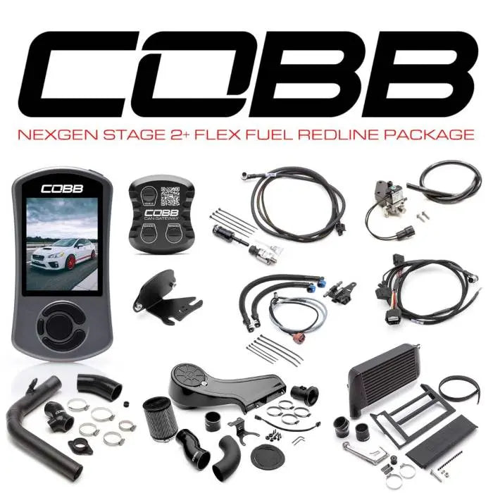 COBB 15-17 Subaru WRX NexGen Stage 2 + CAN Flex Fuel Redline Carbon Fiber Power Package - Black SUB004NG2W-BK1FF-RED COBB