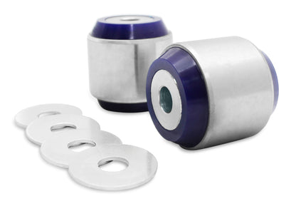 Close-up of SuperPro polyurethane front control arm inner bushing for MQB Audi models.