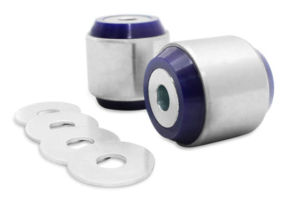 Close-up of SuperPro polyurethane front control arm inner bushing for MQB Audi models.