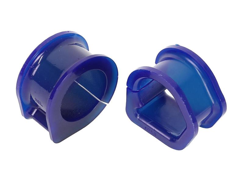 SuperPro SPF4060K polyurethane rack mount bushings installed on 1986–1992 Toyota Supra steering rack.