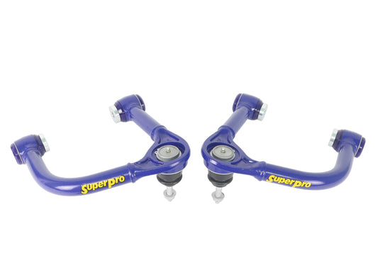 SuperPro TRC6700 fixed-offset upper control arms installed on a lifted Ford Bronco front suspension.