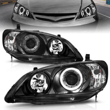 Load image into Gallery viewer, ANZO HONDA CIVIC 04-05 2DR/4DR PROJECTOR HEADLIGHTS BLACK W/ LED HALO - 121059