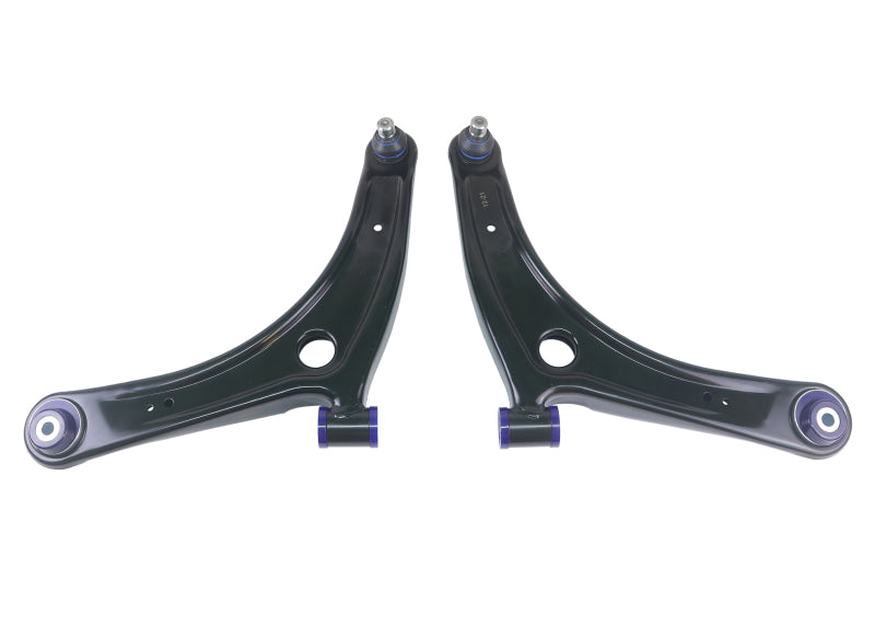 Complete SuperPro TRC1023 control arm set with pre-installed bushings and ball joints.