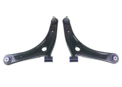 Complete SuperPro TRC1023 control arm set with pre-installed bushings and ball joints.