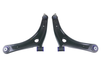 Complete SuperPro TRC1023 control arm set with pre-installed bushings and ball joints.