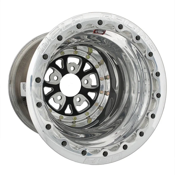 Weld V-Series 15x10 / 5x4.75 BP / 6in BS Black Wheel - Polished Single Beadlock MT