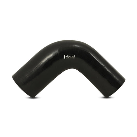 Vibrant 2.25in ID x 3in ID x 4in Long Gloss Black Silicone 90 Degree Transition Elbow