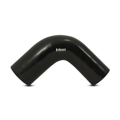 Vibrant 2.25in ID x 3in ID x 4in Long Gloss Black Silicone 90 Degree Transition Elbow