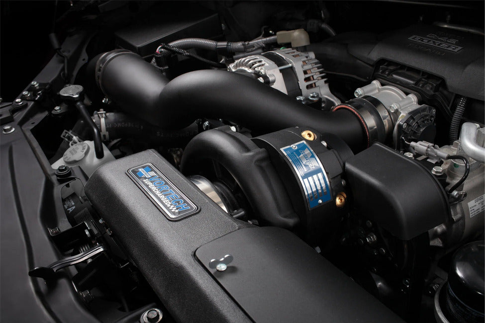 Vortech 4TF218-114L V-3 H67B supercharger tuner kit for Scion FR-S, Subaru BRZ and Toyota 86 with black finish and air-to-air charge cooler