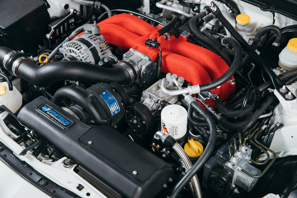 Vortech 4TF218-114L V-3 H67B supercharger tuner kit for Scion FR-S, Subaru BRZ and Toyota 86 with black finish and air-to-air charge cooler