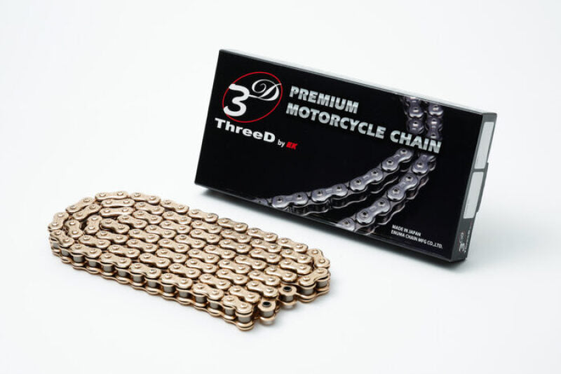 Vortex EK 525 Z3D gold 150-link motorcycle chain with rivet master link