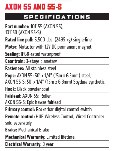 Warn 101150 AXON 55-S Powersports 12V Winch – 5,500 lb Capacity