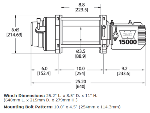 WARN M15 Heavyweight Winch 15,000 lb Steel Rope – 47801