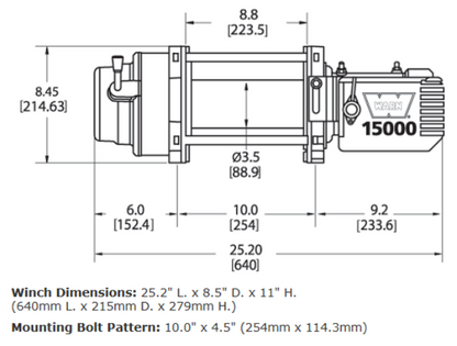 WARN M15 Heavyweight Winch 15,000 lb Steel Rope – 47801