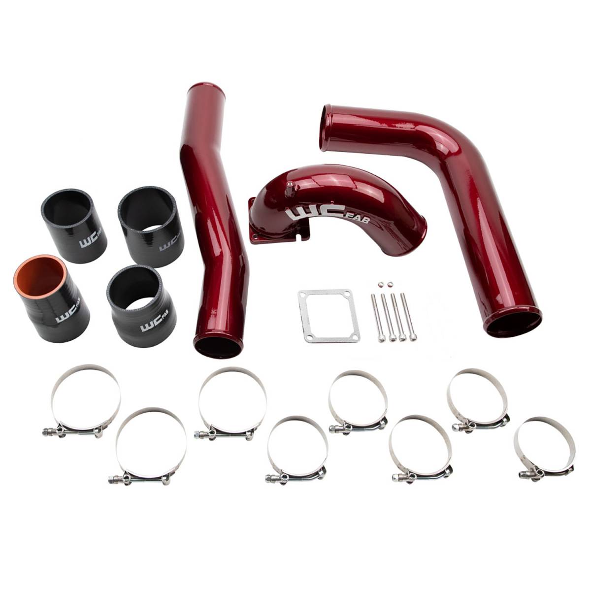 Wehrli WCF100329-CR 5.9 Cummins stage 1 high flow intake bundle kit intercooler pipes candy red color