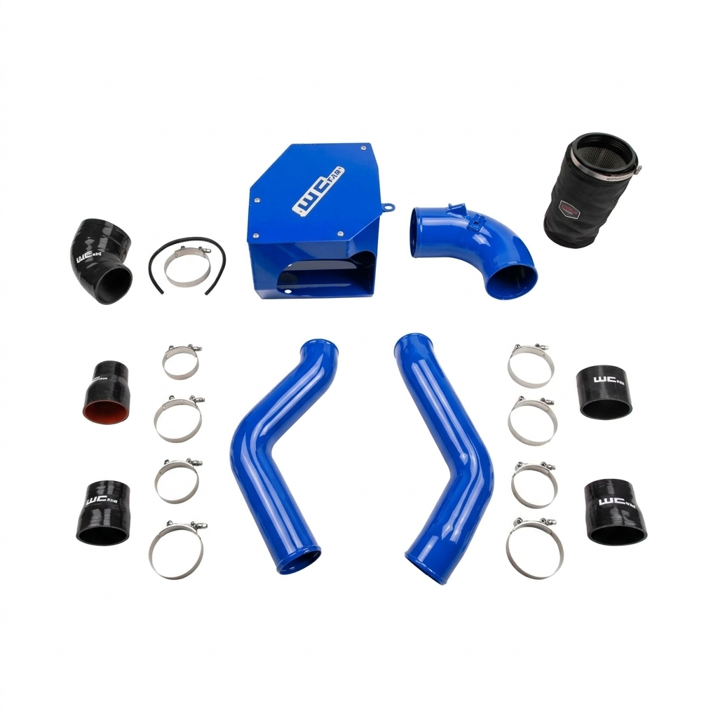 Wehrli WCF100331 stage 2 high flow intake kit 6.7 Cummins with intercooler pipes air box bengal blue color