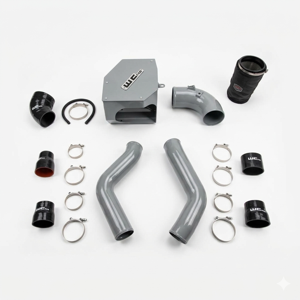 Wehrli WCF100331 stage 2 high flow intake kit 6.7 Cummins with intercooler pipes air box bengal gray color