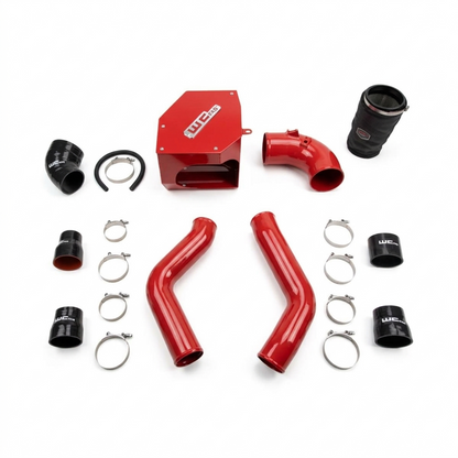 Wehrli WCF100331 stage 2 high flow intake kit 6.7 Cummins with intercooler pipes air box bengal red