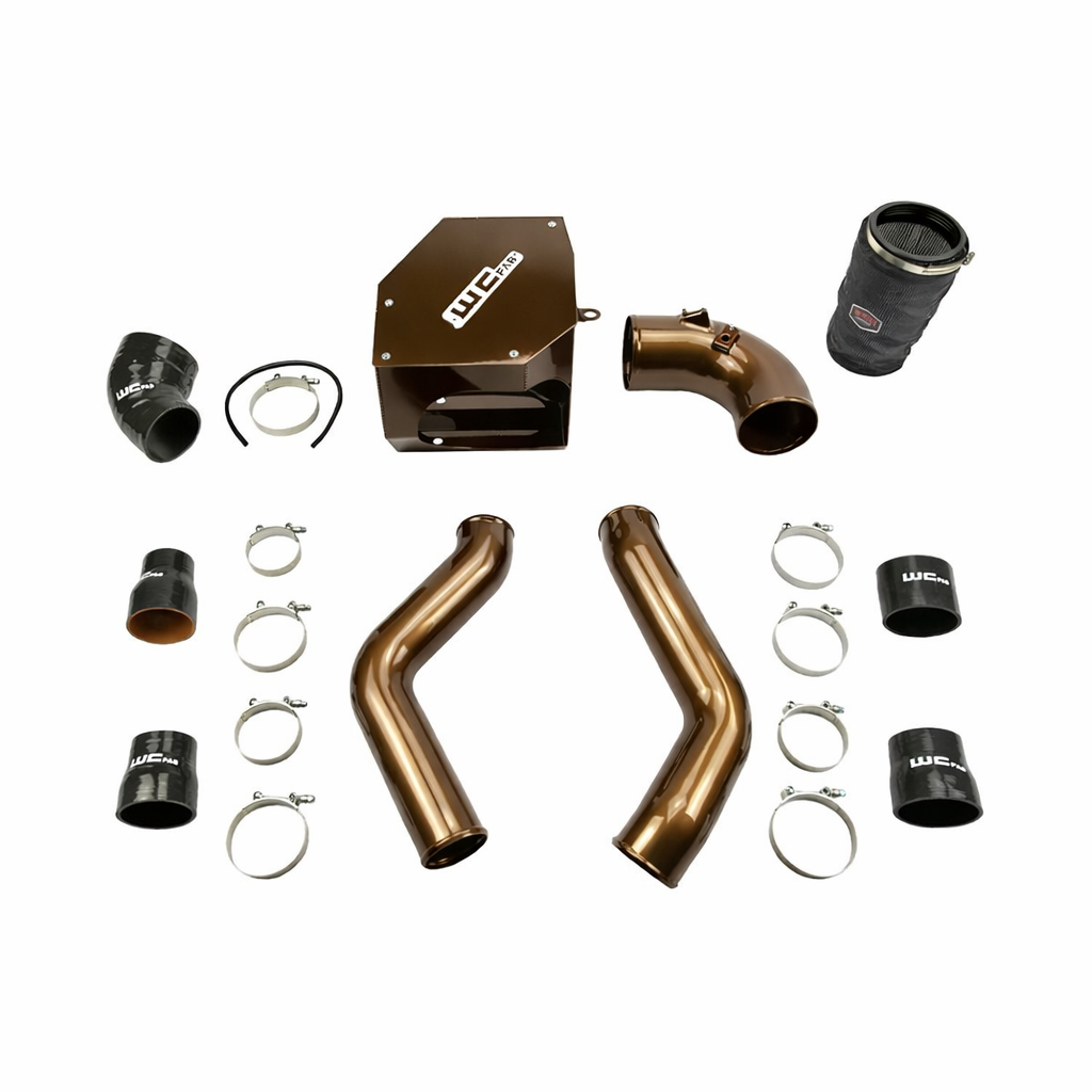 Wehrli WCF100331 stage 2 high flow intake kit 6.7 Cummins with intercooler pipes air box bronze chrome color