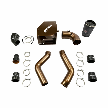 Wehrli WCF100331 stage 2 high flow intake kit 6.7 Cummins with intercooler pipes air box bronze chrome color