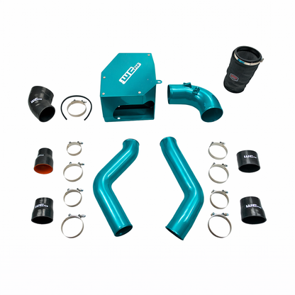 Wehrli WCF100331 stage 2 high flow intake kit 6.7 Cummins with intercooler pipes air box candy teal